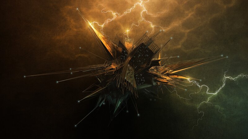 Abstract Geometric Structure — Brown, Dramatic, Digital Art, Lightning