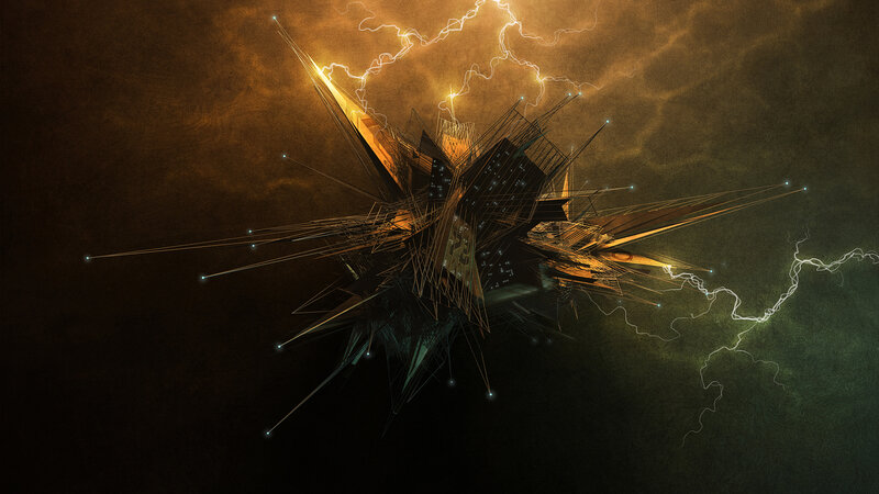 Abstract Geometric Structure — Brown, Dramatic, Digital Art