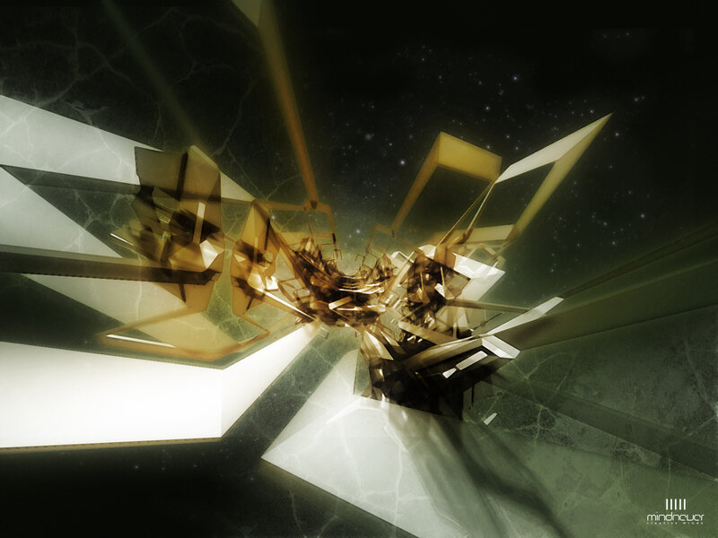 Abstract Geometric Structure — Gold, Dramatic