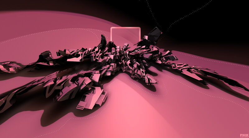 Abstract Geometric Structure — Pink, Dramatic