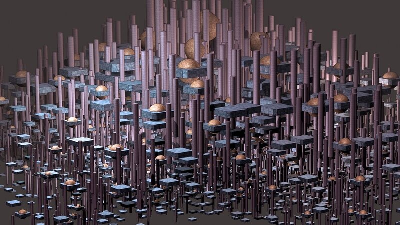 Abstract Geometric Structure — Purple, Complex, 3d Render