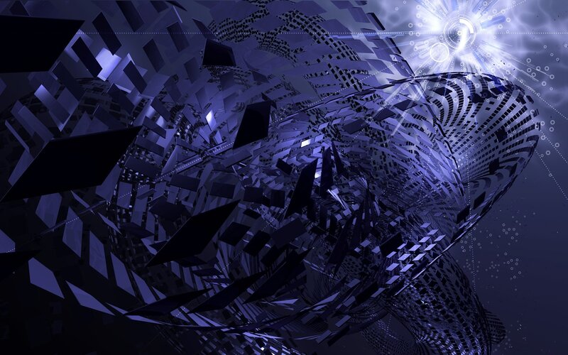 Abstract Geometric Structure — Purple, Dramatic, Digital Art, Light Burst, Shards