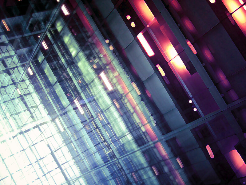 Abstract Geometric Structure — Purple, Dramatic