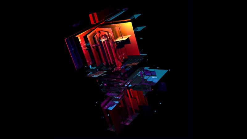 Abstract Geometric Structure — Red, Dark
