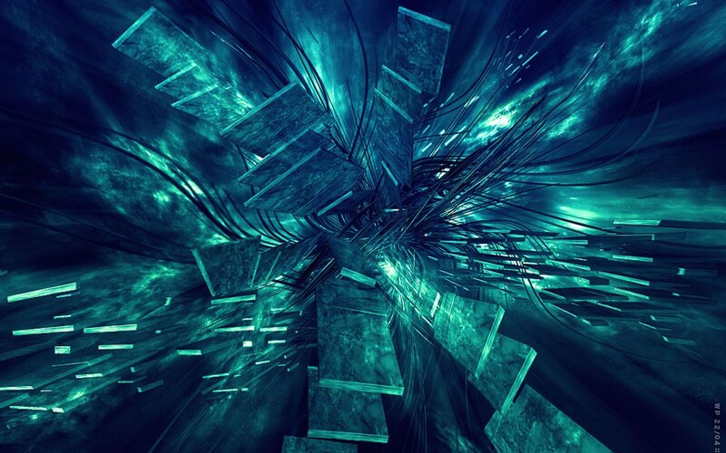 Abstract Geometric Tunnel — Blue, Dramatic