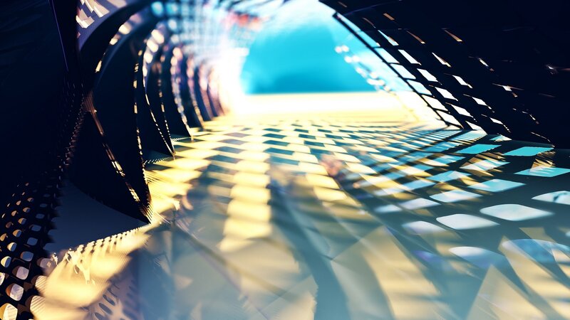 Abstract Geometric Tunnel — Blue