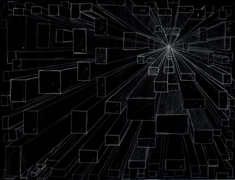 Abstract geometric tunnel drawing