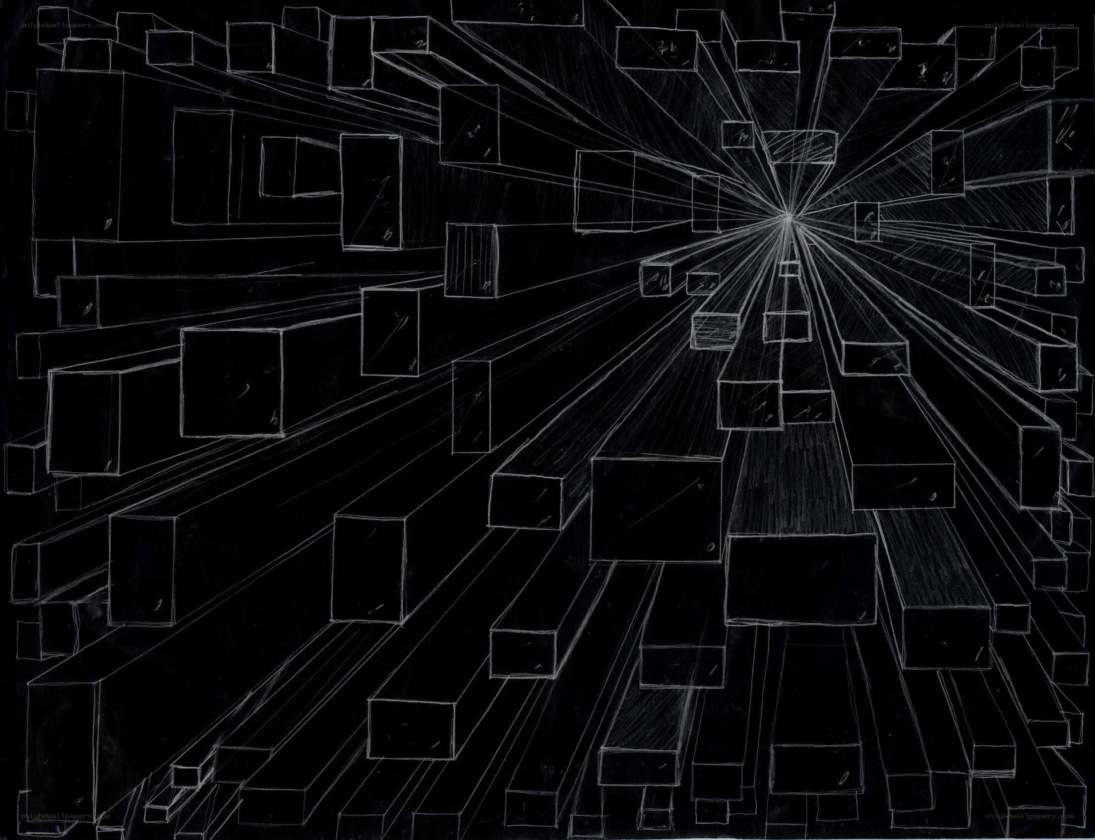 Abstract geometric tunnel drawing