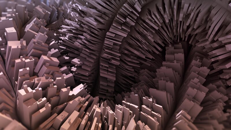 Abstract Geometric Tunnel — Gray, Dark, 3d Render