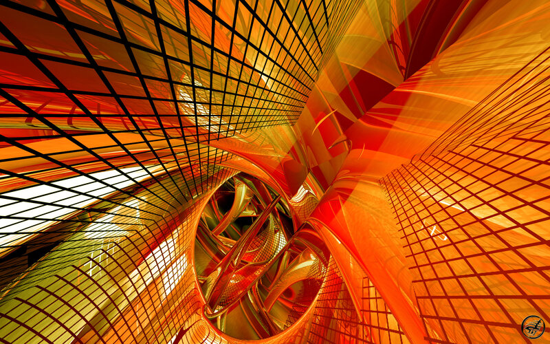 Abstract Geometric Tunnel — Orange