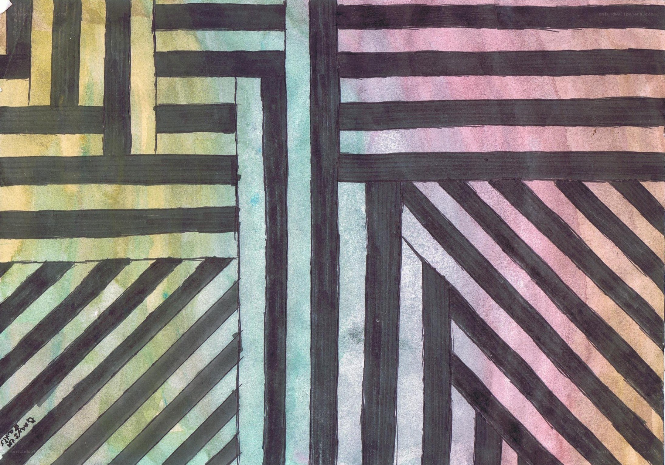 Abstract geometric watercolor art