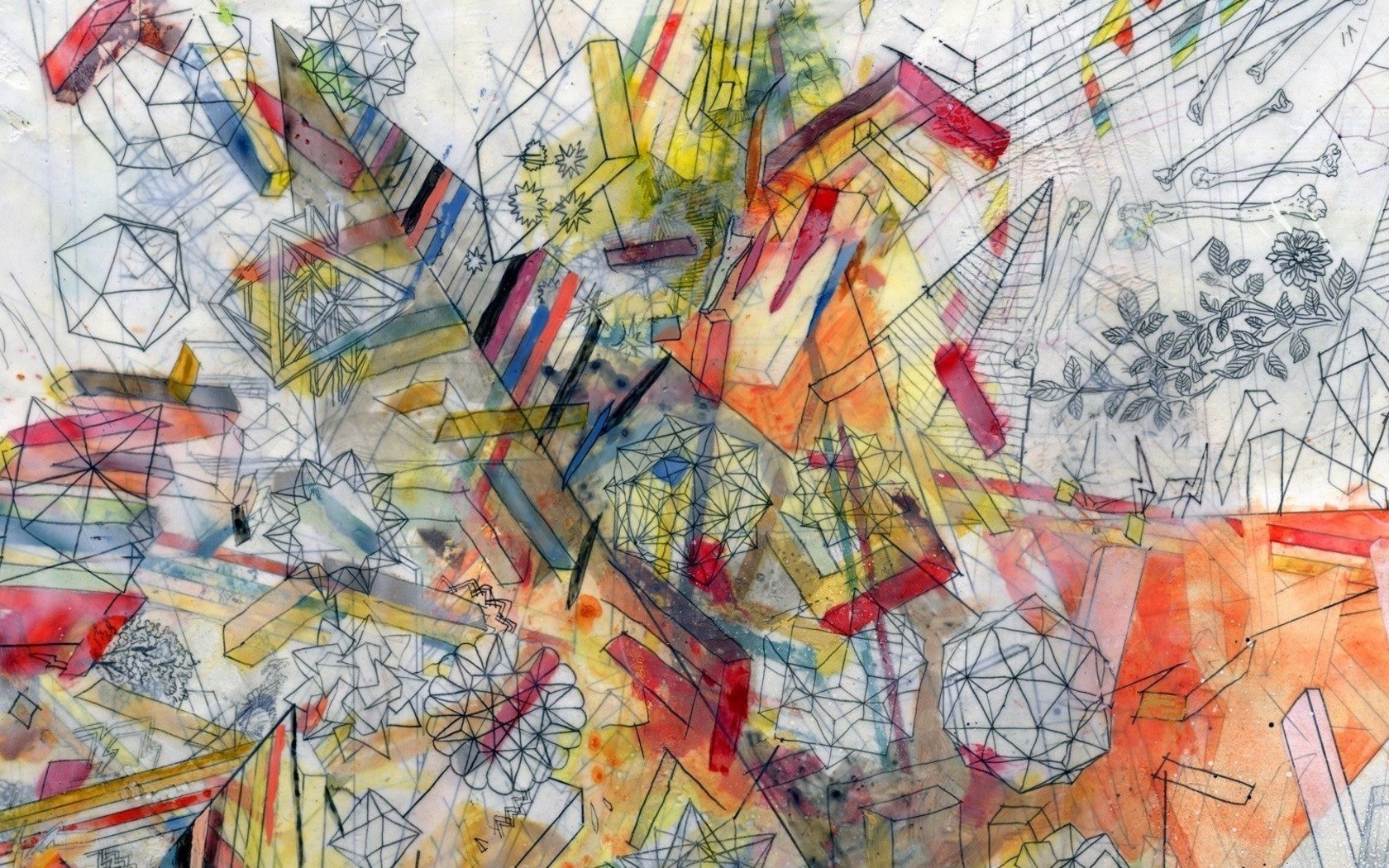 Abstract geometric watercolor artwork