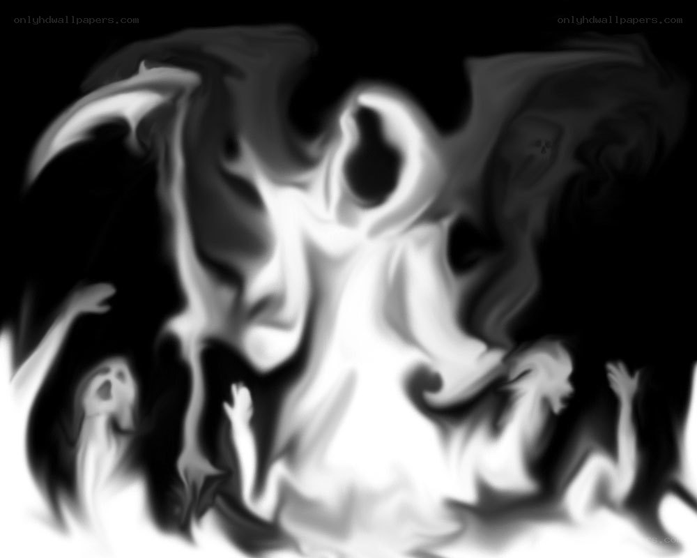 Abstract ghostly figures in smoke