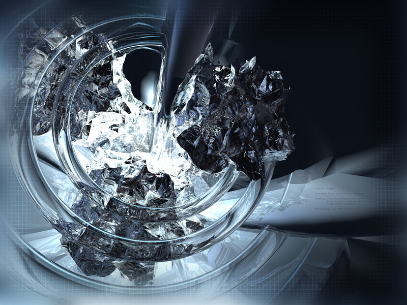 Abstract glass and crystal sculpture