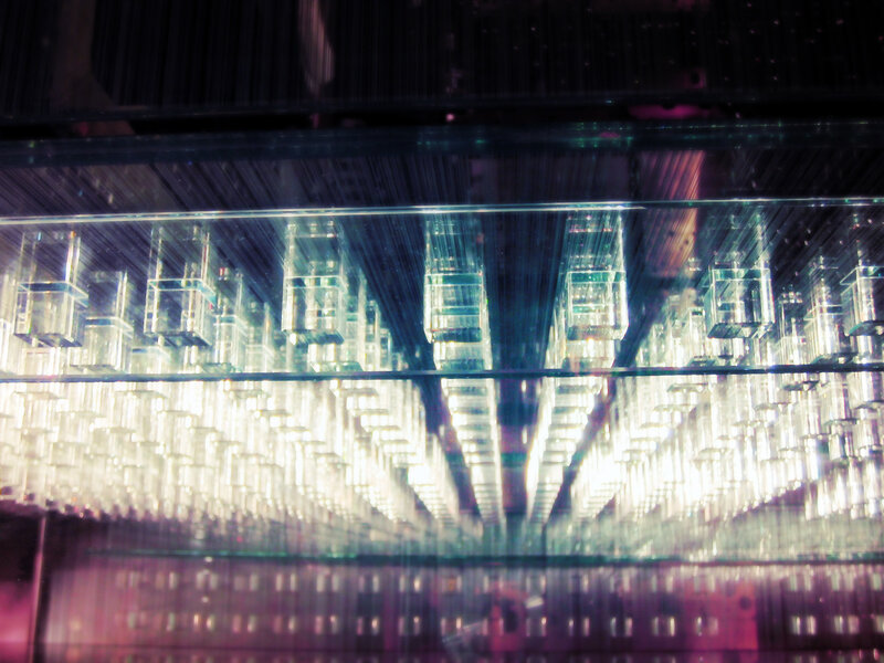 Abstract glass cube installation