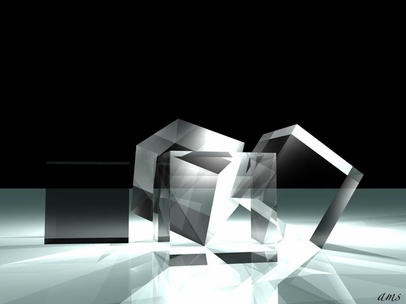 Abstract glass cubes on black
