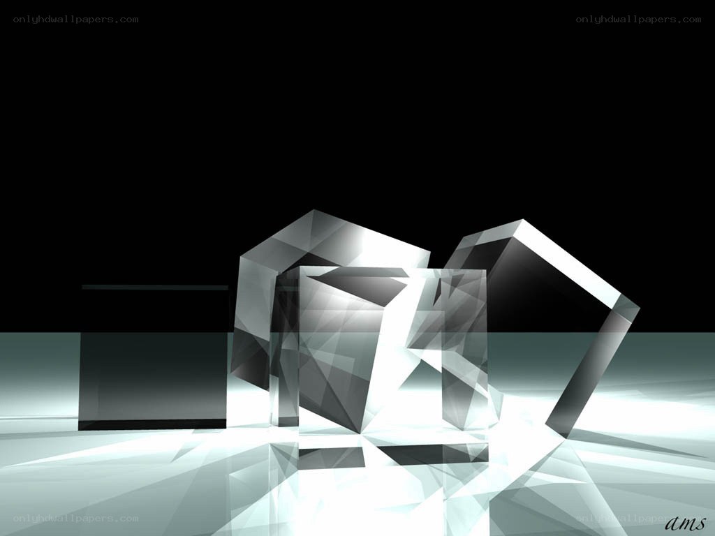 Abstract glass cubes on black