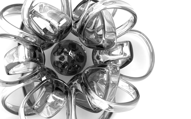 Abstract Glass Sculpture — Black, Minimalist, 3d Render