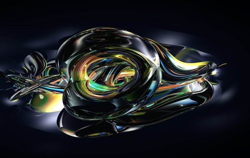 Abstract Glass Sculpture — Black