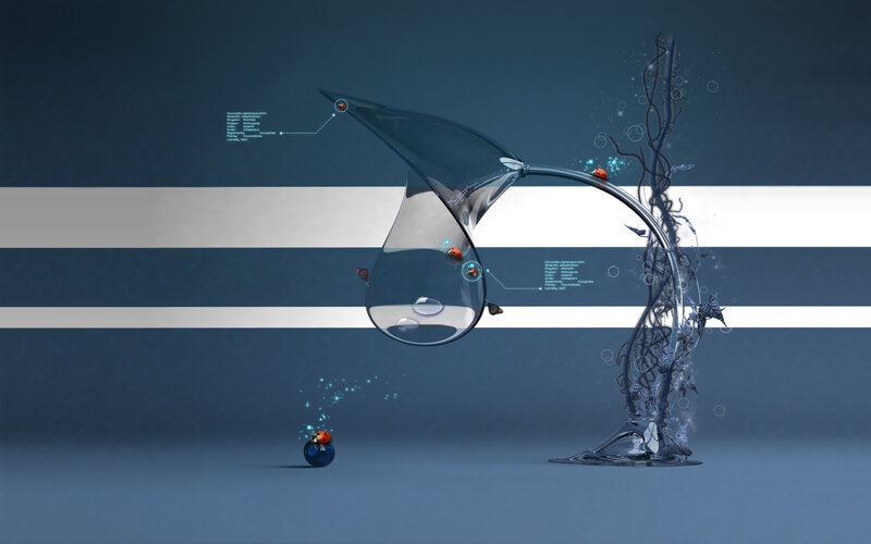 Abstract Glass Sculpture — Blue, Serene