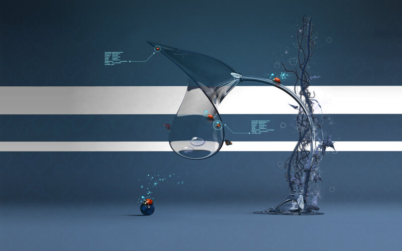 Abstract Glass Sculpture — Blue