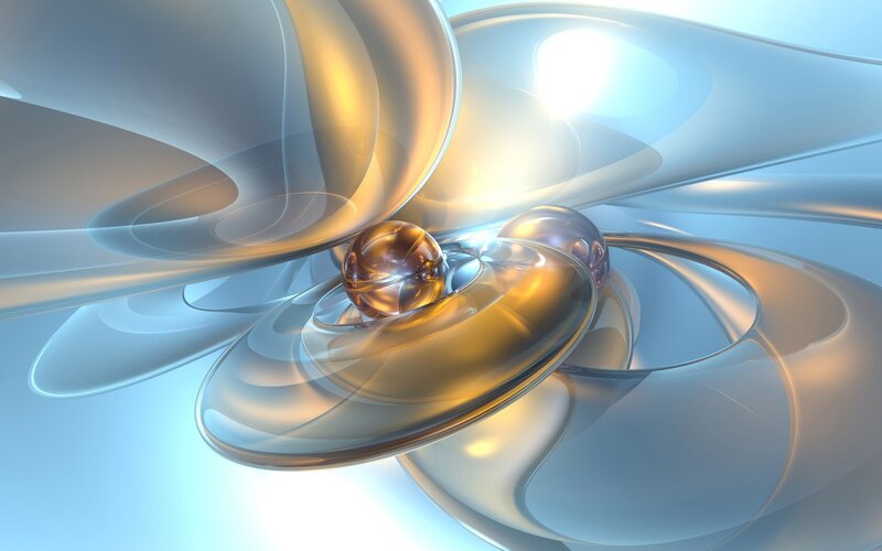Abstract glass sculpture with spheres