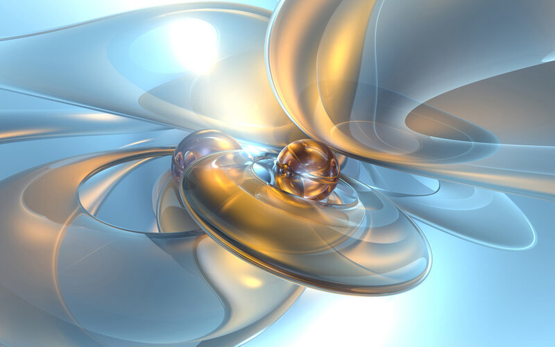 Abstract glass sculpture with spheres