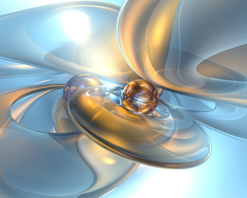 Abstract glass sculpture with spheres