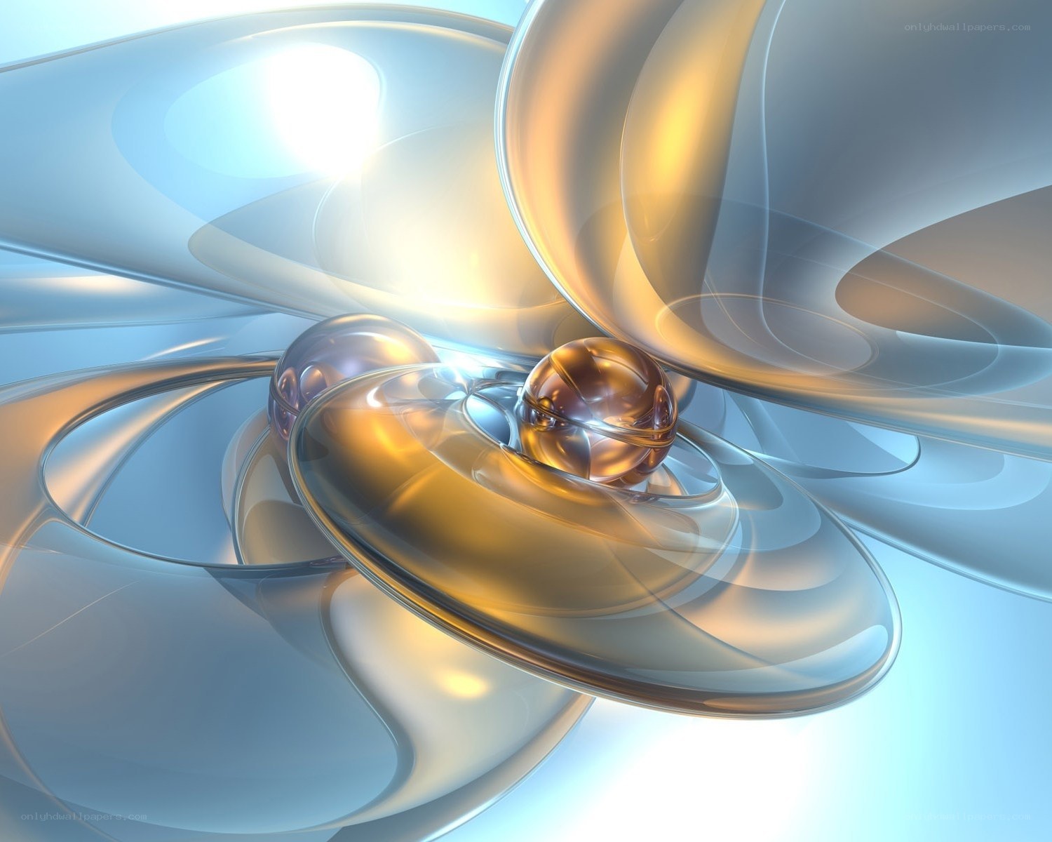 Abstract glass sculpture with spheres
