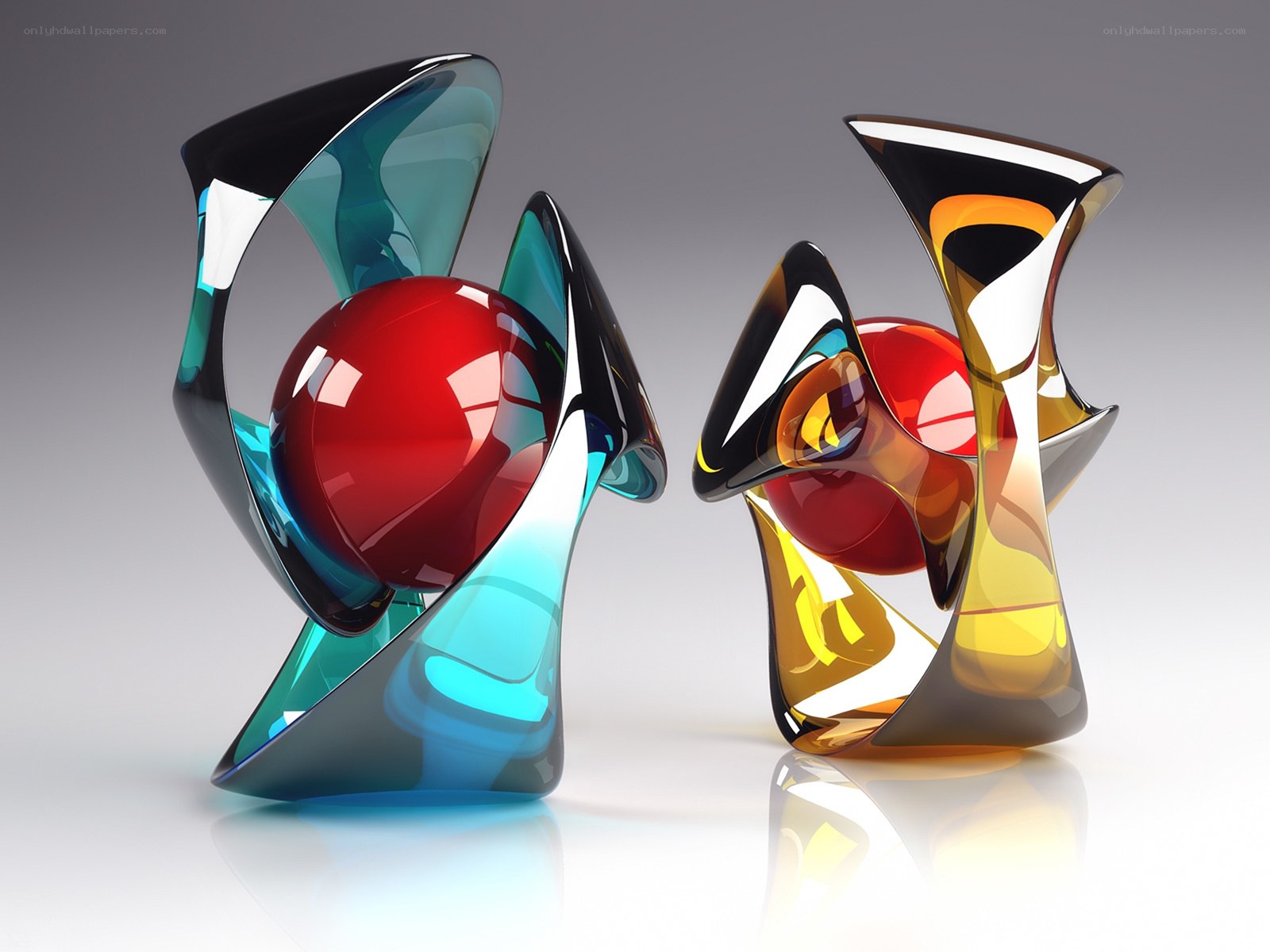 Abstract glass sculptures