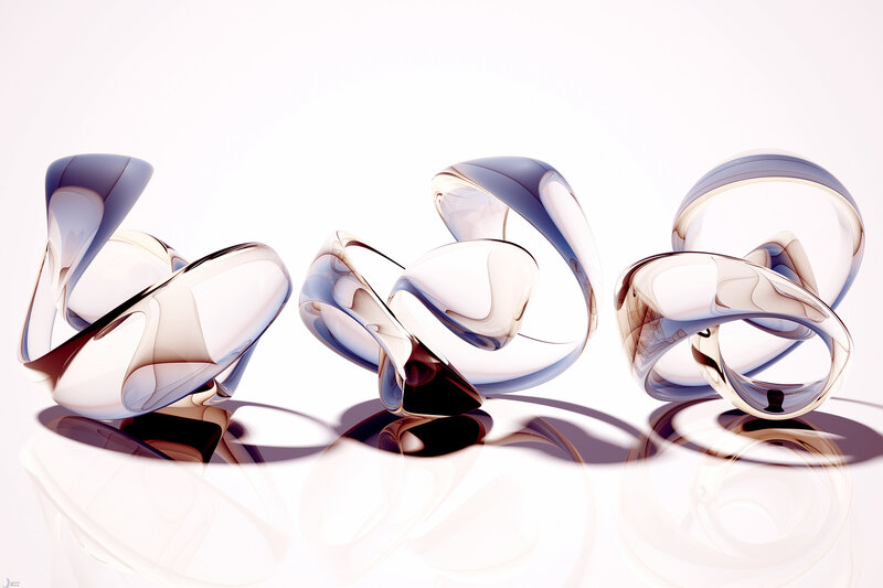Abstract glass sculptures in motion