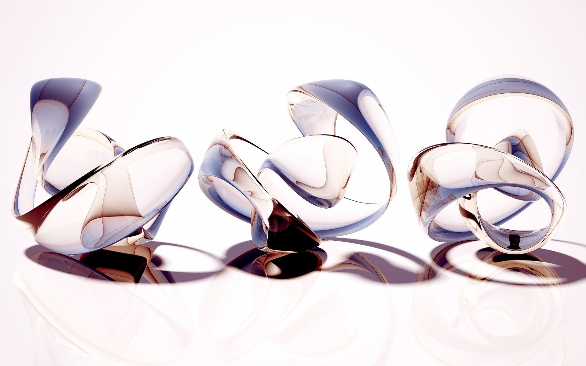 Abstract glass sculptures in motion