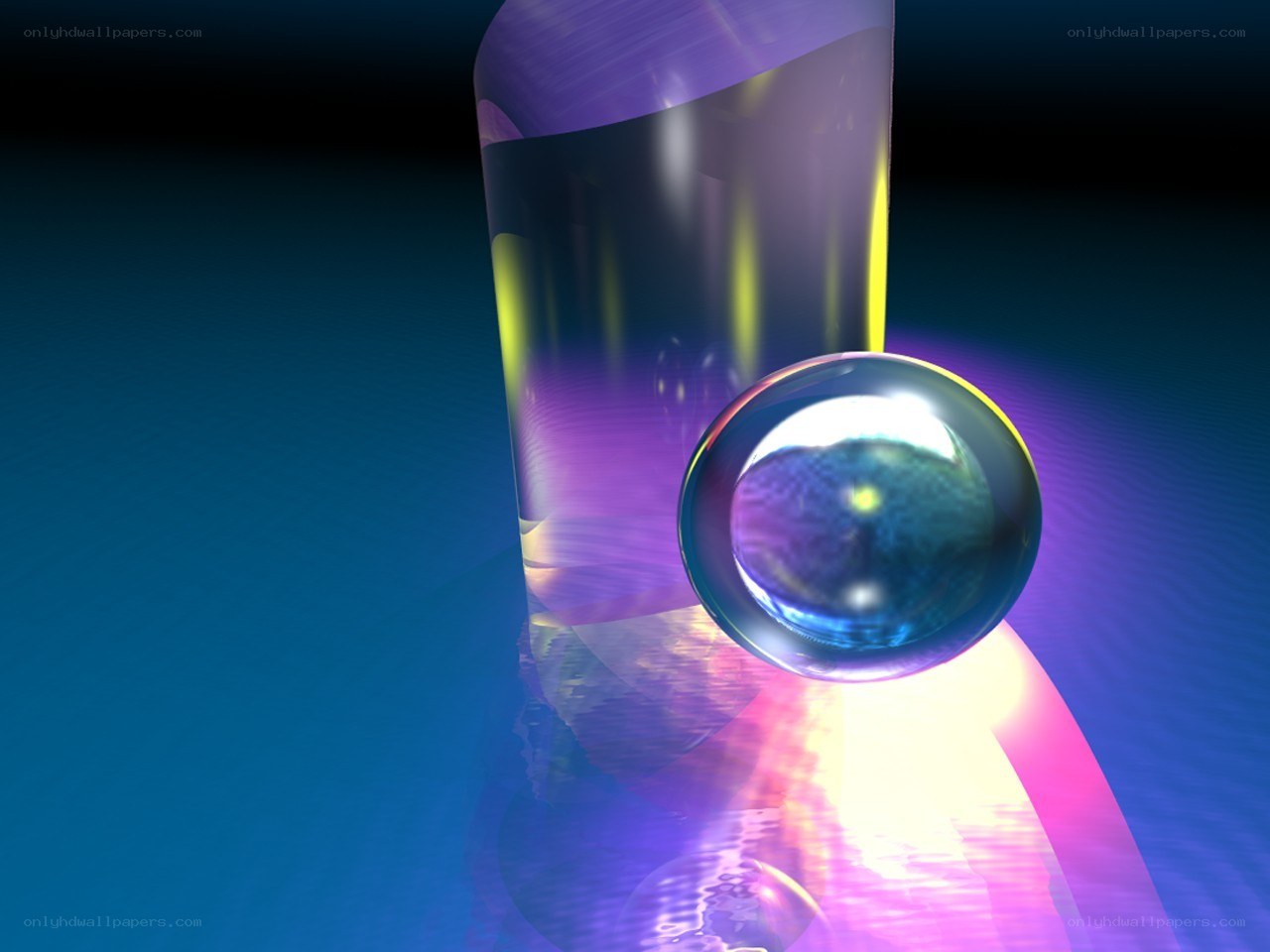 Abstract glass sphere and cylinder