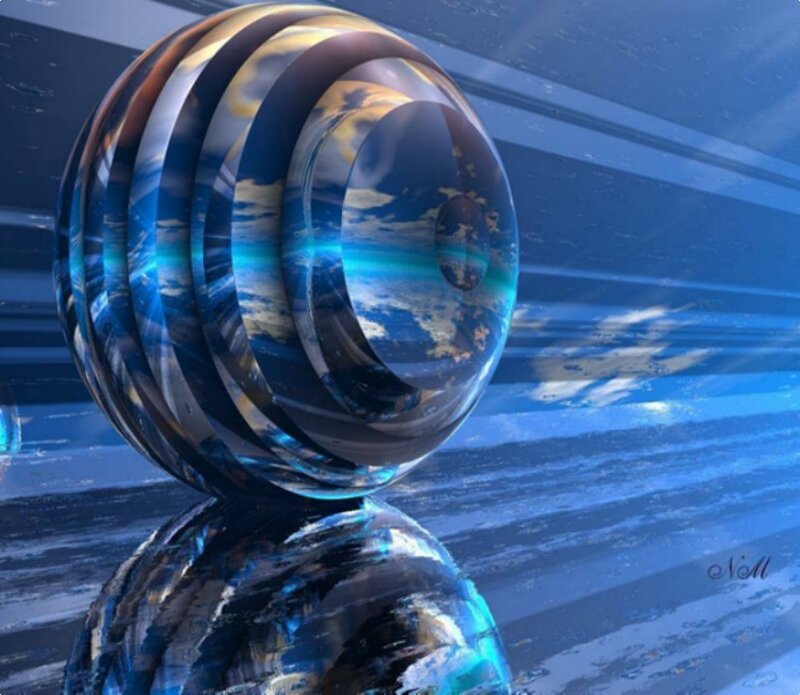 Abstract glass sphere with reflections