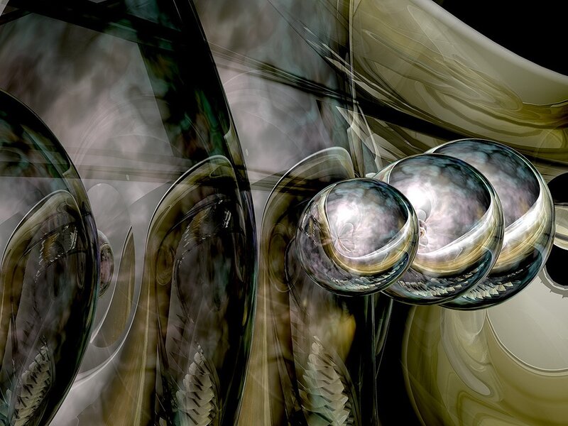 Abstract glass spheres and swirls