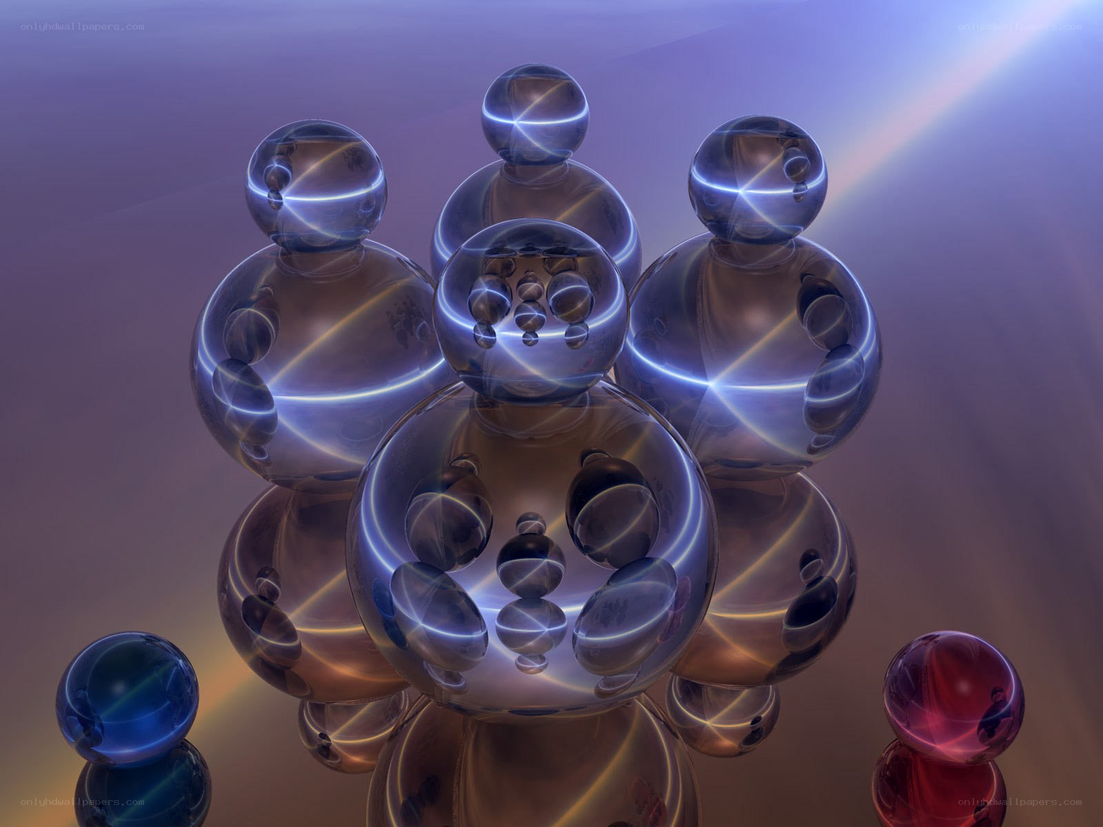 Abstract glass spheres cluster
