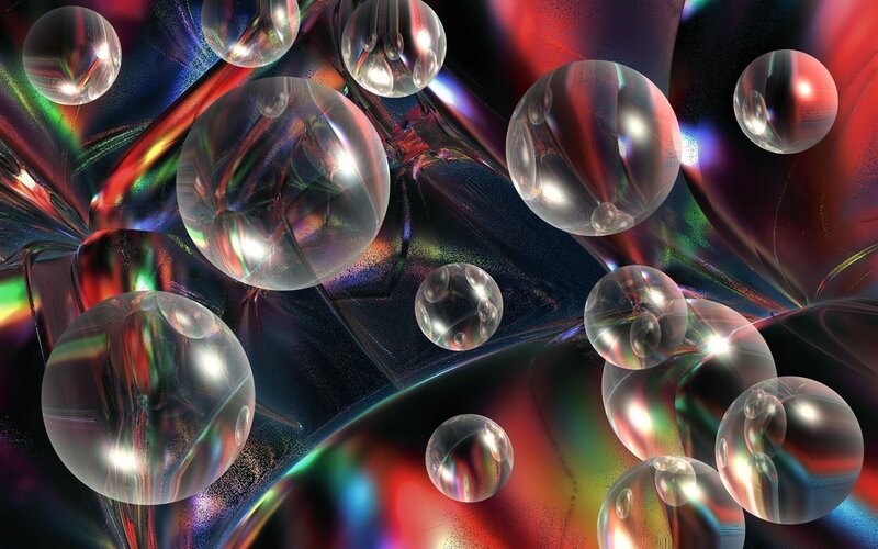 Abstract glass spheres on colorful background