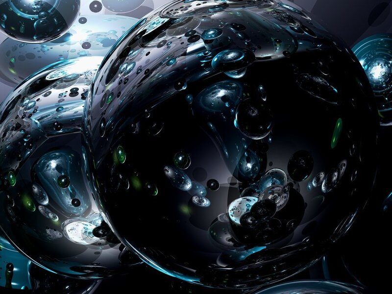 Abstract glass spheres with bubbles