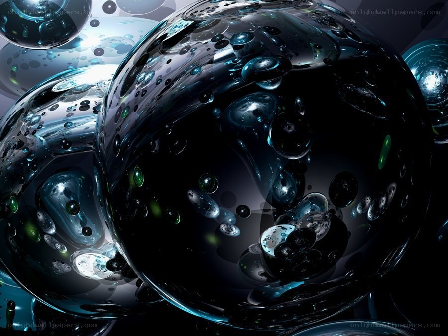 Abstract glass spheres with bubbles