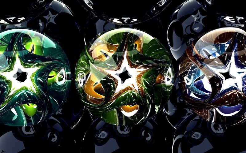 Abstract glass spheres with star patterns