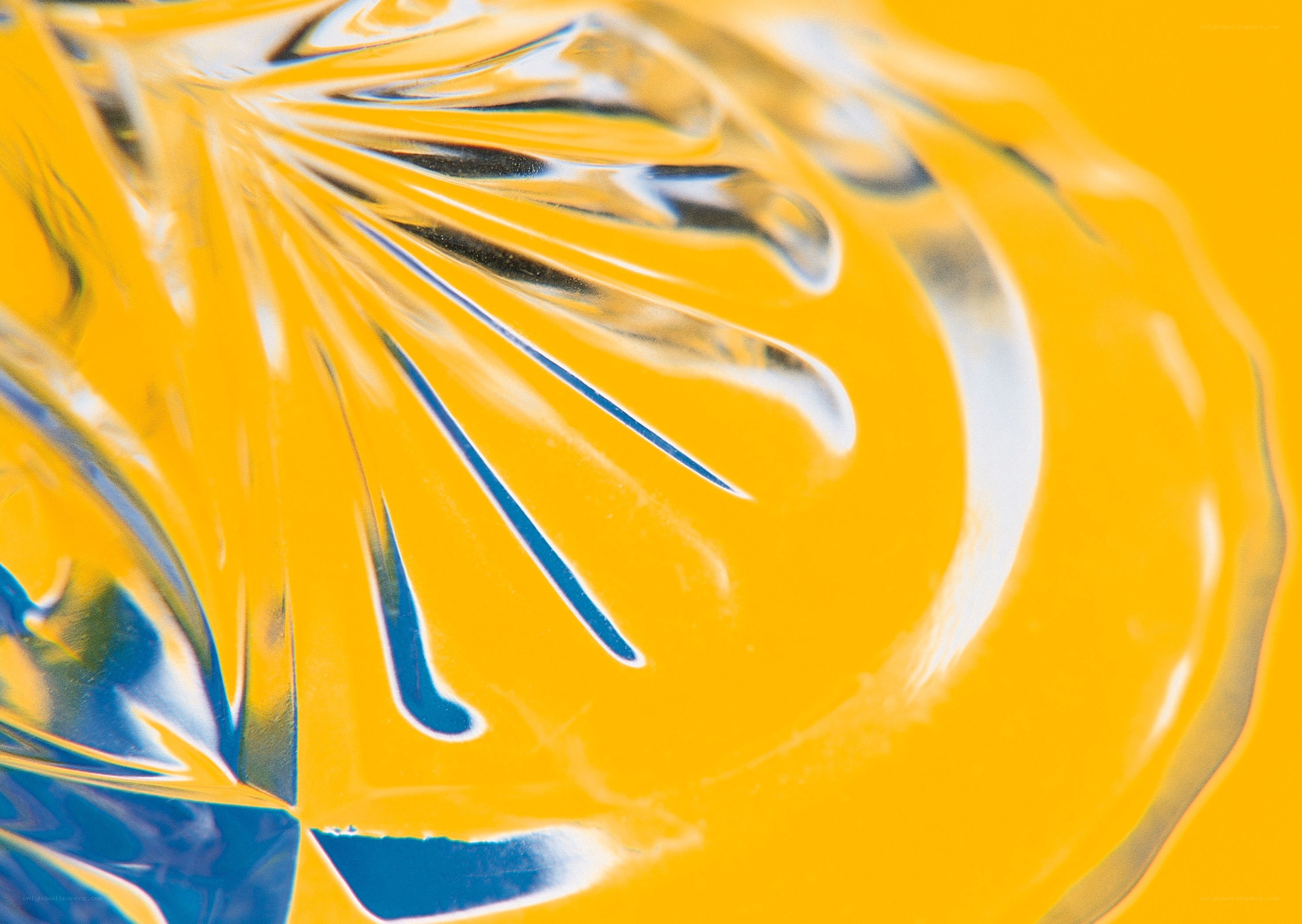 Abstract glass texture on yellow