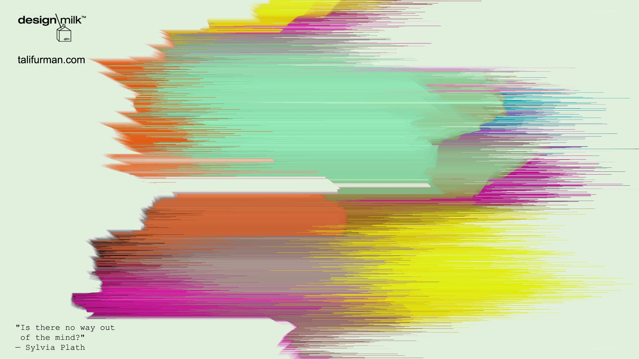 Abstract glitch art with quote