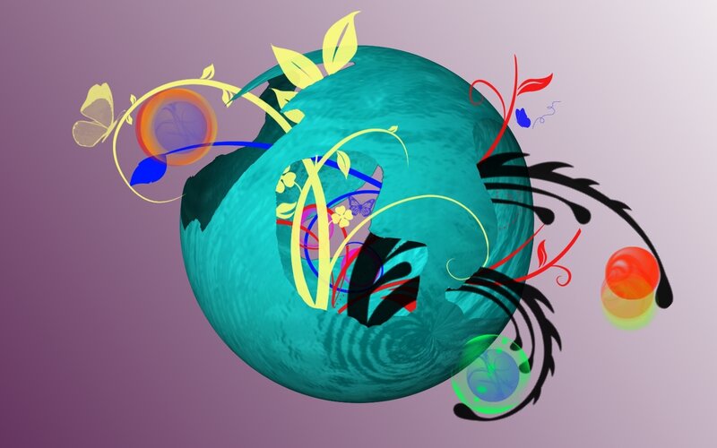 abstract globe with floral elements