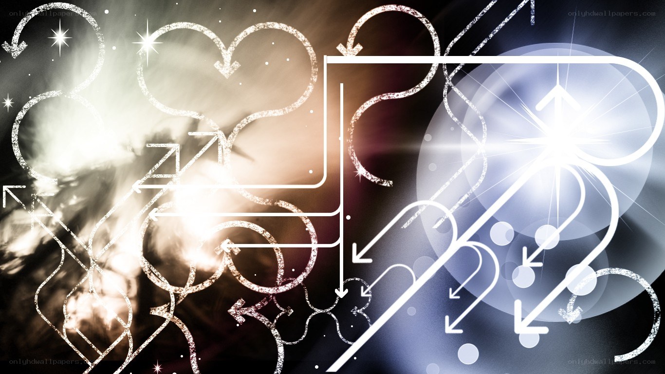 abstract glowing arrows and shapes