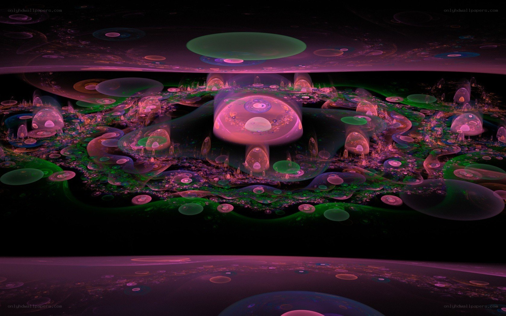 abstract glowing bubble landscape