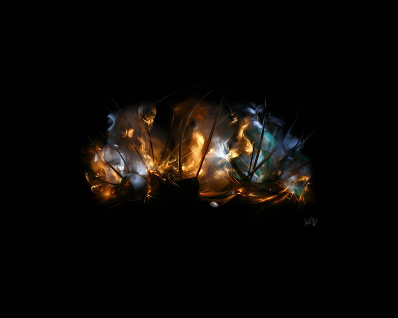 Abstract Glowing Figures — Black, Dramatic