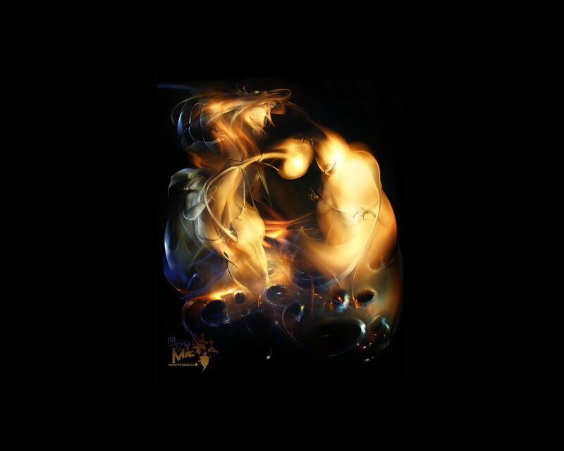 Abstract Glowing Figures — Black