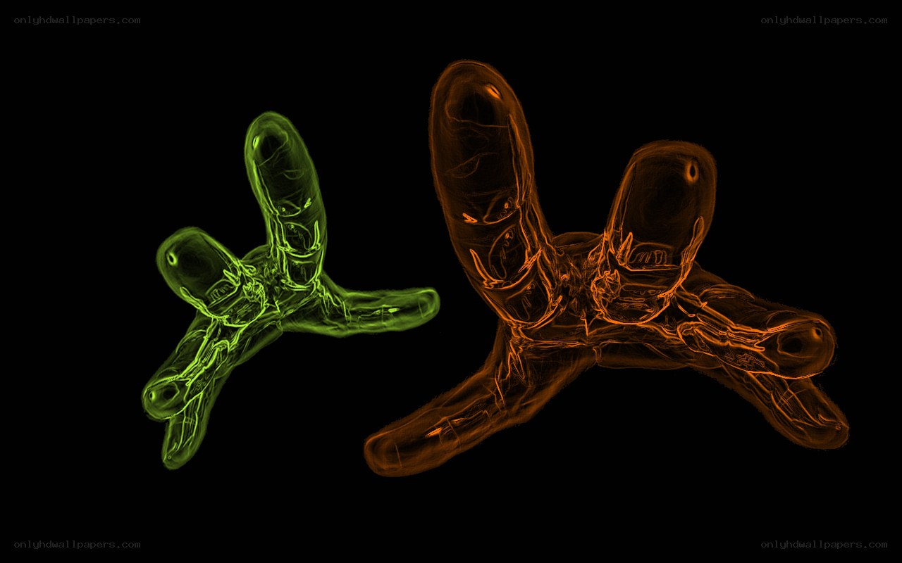 Abstract glowing figures