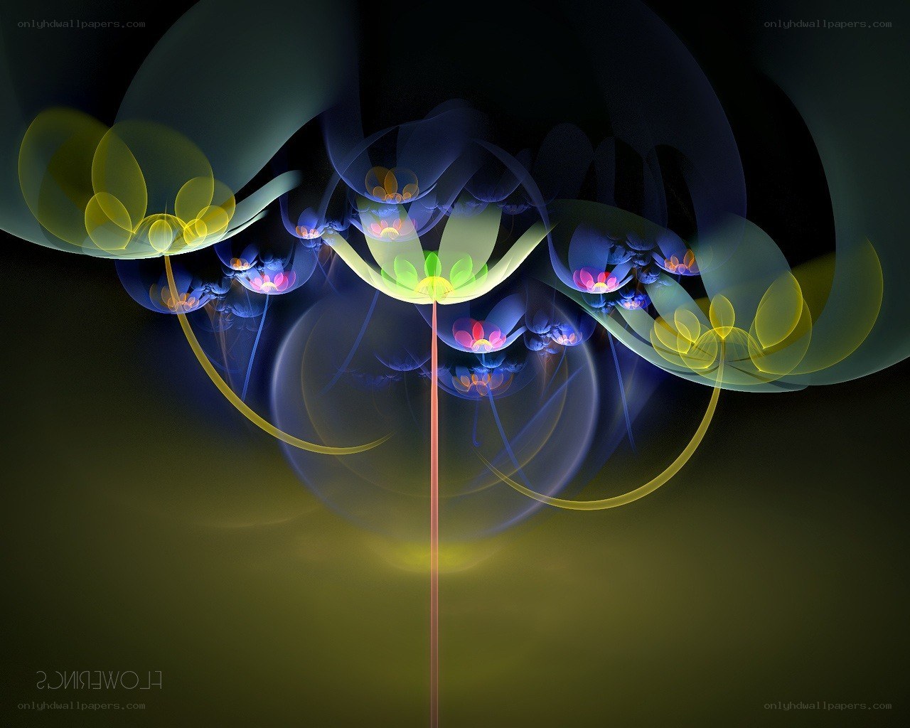 Abstract glowing flower fractal