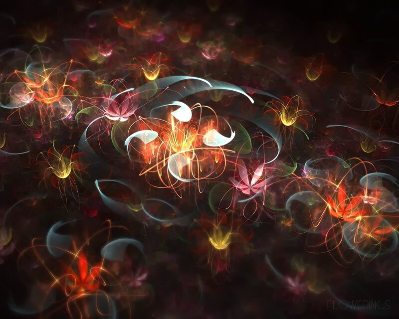 Abstract Glowing Flowers — Black